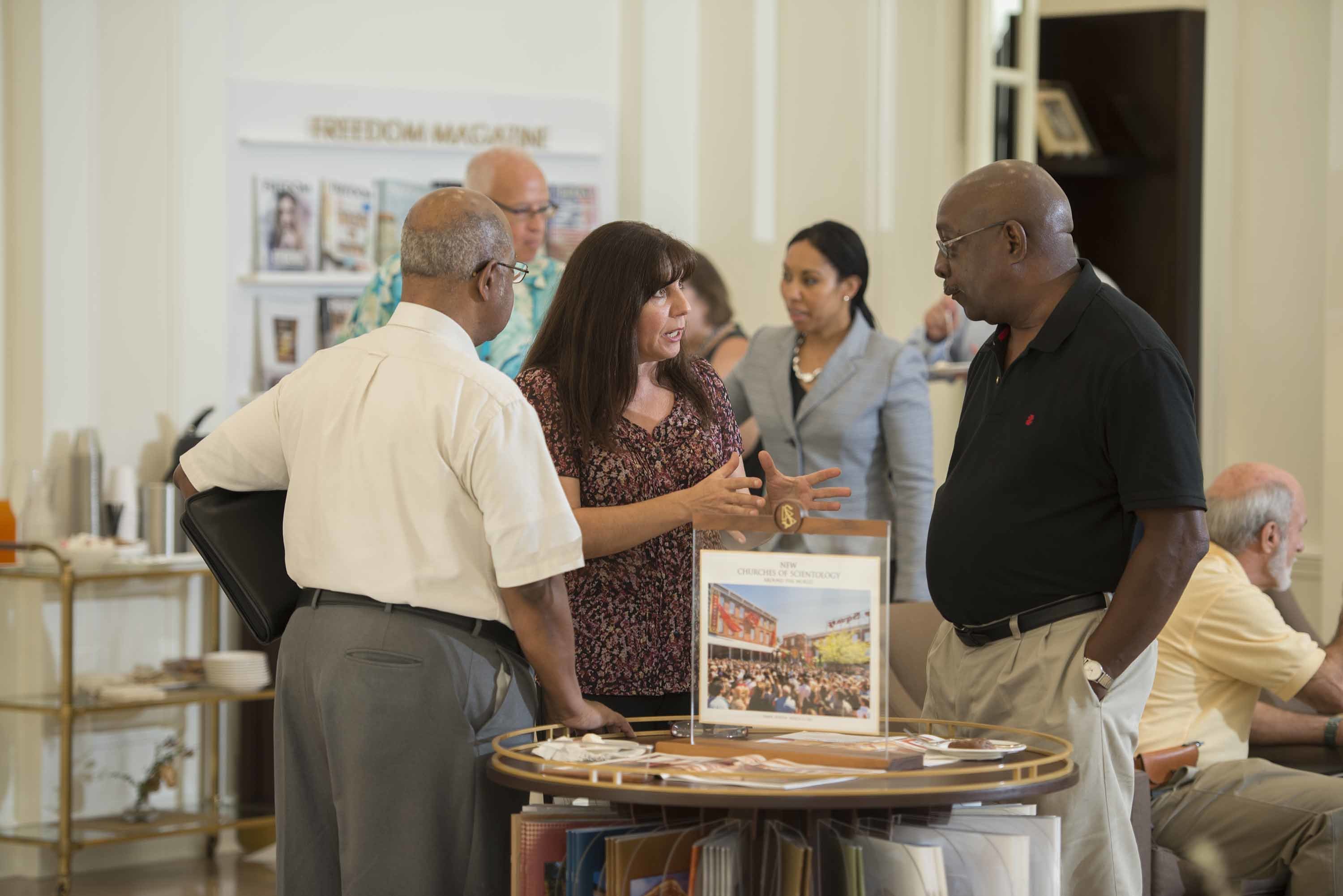 Lynn Posyton from Consumer Energy Solutions and Michael Fauntleroy from the Clearwater Martin Luther King Jr. Community Center at one of the recent Business Networking Events at the Scientology Information Center.